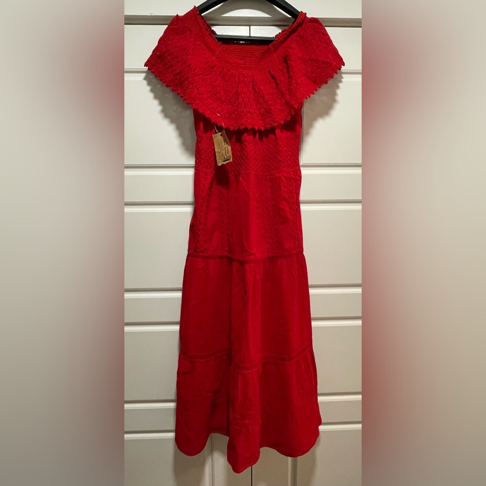 NWT Asiri’s Treasure Red Off-Shoulder Ruffled Dress